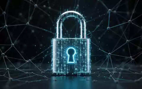 A glowing digital padlock with binary code overlaid, symbolizing cybersecurity and data protection, against a dark, abstract network background. - Foto: über boerse-global.de