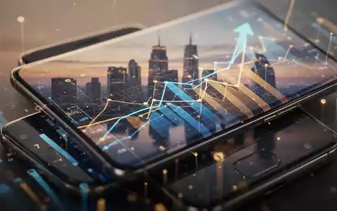 Nahaufnahme eines modernen Smartphones mit einem Bildschirm, der aufwärts gerichtete Finanzgrafiken und positive Daten anzeigt. - Foto: über boerse-global.de