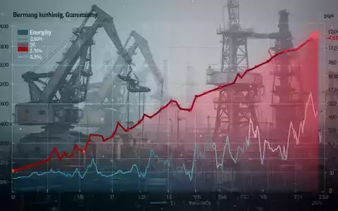 Ein fallender Wirtschaftsgraph vor einem Hintergrund aus Industrieanlagen und steigenden Energiepreisen, der Inflation und Rezession symbolisiert. - Foto: über boerse-global.de