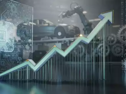 Abstrakte Darstellung eines steigenden Graphs, der Technologie über traditionelle Industrie symbolisiert, mit Fokus auf Fortschritt. - Foto: über boerse-global.de