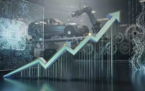 Abstrakte Darstellung eines steigenden Graphs, der Technologie über traditionelle Industrie symbolisiert, mit Fokus auf Fortschritt. - Foto: über boerse-global.de
