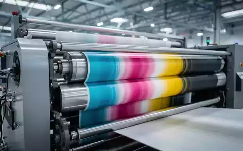 Nahaufnahme einer modernen Druckmaschine in Betrieb, die industrielle Effizienz und den Rebound im verarbeitenden Gewerbe symbolisiert. - Foto: über boerse-global.de