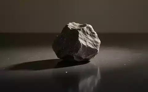 Ein einzelner, stiller, roher Mineralstein auf einer minimalistischen, reflektierenden dunklen Oberfläche mit langen Schatten. - Foto: über boerse-global.de