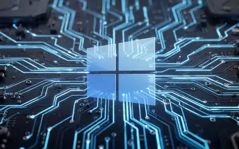 Stylized circuit board with glowing blue lines and a translucent Windows 11 logo, symbolizing performance improvements. - Foto: über boerse-global.de