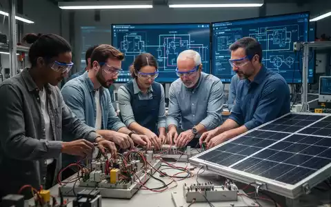 Erwachsene lernen in einem Kurs für Elektrofachkräfte den Umgang mit elektrischen Komponenten und Solarmodulen. - Foto: über boerse-global.de