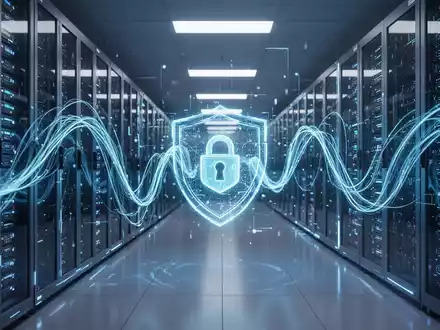 A stylized data center with abstract glowing blue lines, symbolizing artificial intelligence and financial regulation. - Foto: über boerse-global.de