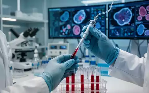 Nahaufnahme der Hände eines Wissenschaftlers, der in einem Labor eine Blutprobe in ein Reagenzglas pipettiert, mit verschwommenem Hintergrund. - Foto: über boerse-global.de
