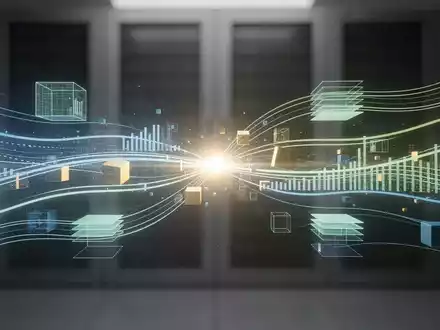 Abstrakte Darstellung von digitalen Datenflüssen und Finanztransaktionen, mit leuchtenden Linien und geometrischen Formen. - Foto: über boerse-global.de
