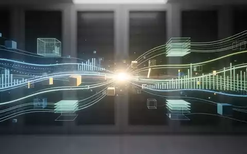 Abstrakte Darstellung von digitalen Datenflüssen und Finanztransaktionen, mit leuchtenden Linien und geometrischen Formen. - Foto: über boerse-global.de