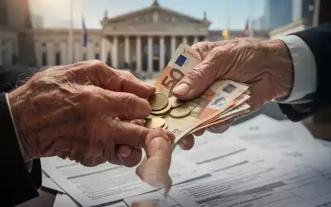 Hände eines älteren Menschen zählen Euro-Münzen, im Hintergrund verschwommen Dokumente, die Rentenanpassung und Finanzrisiken andeuten. - Foto: über boerse-global.de