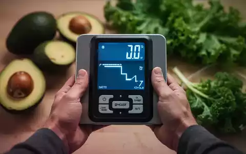 Hände halten eine digitale Waage, die ein sinkendes Gewicht anzeigt, mit unscharfem gesundem Essen im Hintergrund. - Foto: über boerse-global.de