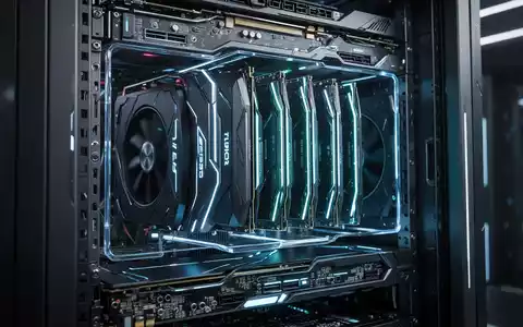 A glowing, high-tech server rack filled with numerous GPU and memory modules, symbolizing hardware scarcity and demand. - Foto: über boerse-global.de