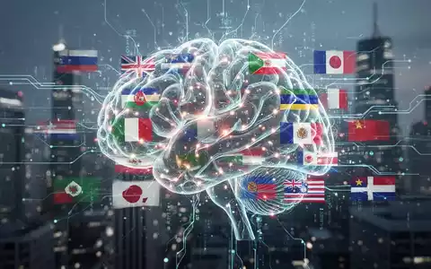 A glowing neural network brain overlaid with digital data streams and abstract G7 nation flags, symbolizing AI regulation and international cooperation. - Foto: über boerse-global.de