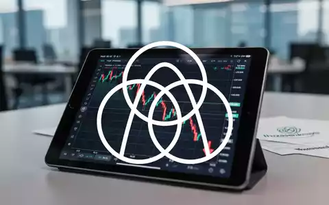 Ein Finanzgraph auf einem Tablet zeigt einen Abwärtstrend, mit einem unscharfen Büro und einem Thyssenkrupp-Logo im Hintergrund. - Foto: über boerse-global.de