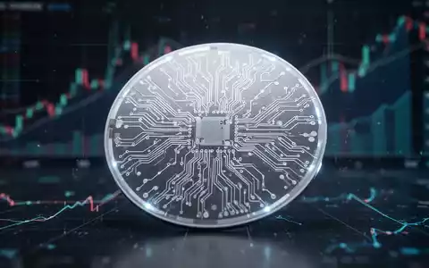 Nahaufnahme einer Siliziumwafer mit Schaltkreismustern, die vor einem unscharfen Hintergrund aus Finanzdiagrammen und digitalen Datenströmen leuchtet. - Foto: über boerse-global.de