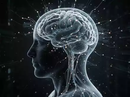 Eine stilisierte menschliche Kopf-Silhouette, die aus leuchtenden neuronalen Pfaden und Datenpunkten besteht, vor einem dunklen Hintergrund. - Foto: über boerse-global.de
