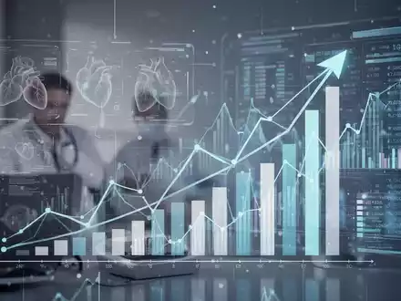 Abstrakte Darstellung von Gesundheitswesen und Finanzen mit stilisierten medizinischen Elementen und Finanzgrafiken. - Foto: über boerse-global.de