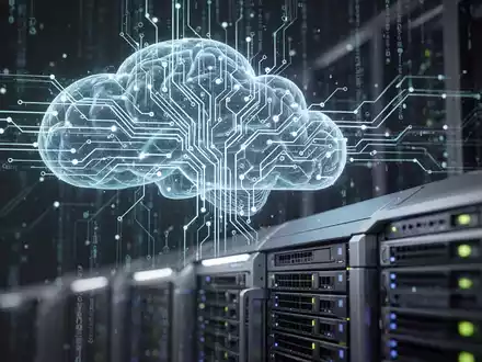 An abstract image showing a glowing neural network with digital data streams, representing AI and cloud computing. - Foto: über boerse-global.de
