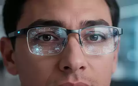 Nahaufnahme von Smart Glasses mit digitalen Overlays, getragen von einer Person, die Technologie für Sinnesbeeinträchtigungen nutzt. - Foto: über boerse-global.de