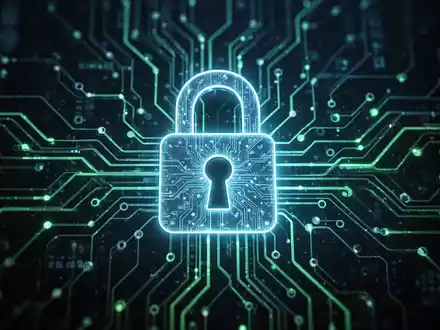 Ein digitales Vorhängeschloss-Symbol über einem leuchtenden, abstrakten neuronalen Netzwerk, das KI-Sicherheit darstellt. - Foto: über boerse-global.de