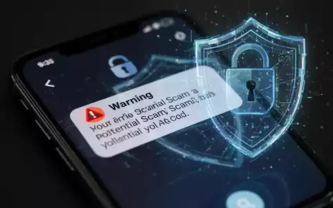 An Android smartphone screen shows a warning about a potential scam call, with a digital security shield icon. - Foto: über boerse-global.de