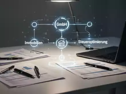 Ein stilisiertes Diagramm mit Finanzdokumenten und einem Laptop auf einem Schreibtisch, das die strategische Steueroptimierung für eine Unternehmensgründung darstellt. - Foto: über boerse-global.de