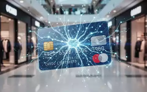 Eine stilisierte, leuchtende neuronale Netzwerkschnittstelle über einer Kreditkarte, die KI und Finanztransaktionen symbolisiert. - Foto: über boerse-global.de