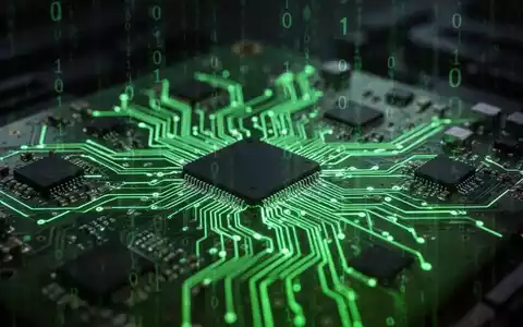 Nahaufnahme einer leuchtend grünen Computerplatine mit binärem Code und dunklem Hintergrund, die digitale Sicherheit darstellt. - Foto: über boerse-global.de