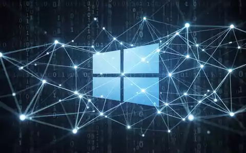 Abstract representation of data flow and interoperability between Windows and Linux, with glowing blue lines connecting nodes over binary code. - Foto: über boerse-global.de