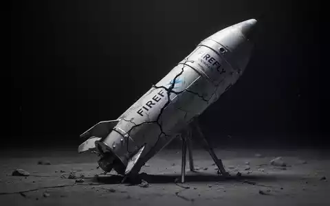 Ein detailliertes Nahaufnahme-Modell einer Firefly Aerospace Alpha Rakete mit Rissen, das Instabilität und Rückgang andeutet. - Foto: über boerse-global.de