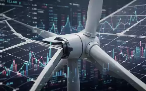 Nahaufnahme eines modernen Solarmoduls oder Windturbinenbauteils mit unscharfen Finanzdaten im Hintergrund, symbolisiert eine 2,2-Gigawatt-Pipeline. - Foto: über boerse-global.de