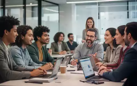 Eine Gruppe Erwachsener in einem modernen Klassenzimmer, die aktiv an einer Diskussion teilnehmen, während ein Lehrer sie anleitet. - Foto: über boerse-global.de