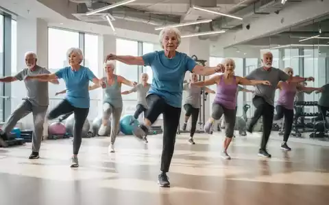 Senioren über 55 Jahren machen Gleichgewichts- und Kraftübungen in einem hellen Fitnessstudio. - Foto: über boerse-global.de