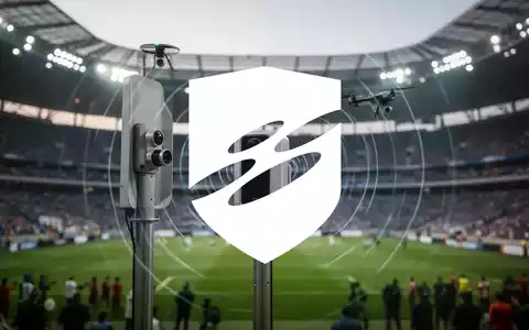 Ein modernes Anti-Drohnen-System mit Sensoren vor einem großen Stadion bei einem Event. - Foto: über boerse-global.de