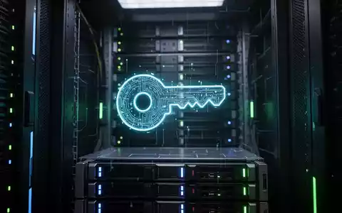A glowing digital passkey icon hovers above a secure server rack, symbolizing advanced, passwordless cybersecurity for businesses. - Foto: über boerse-global.de