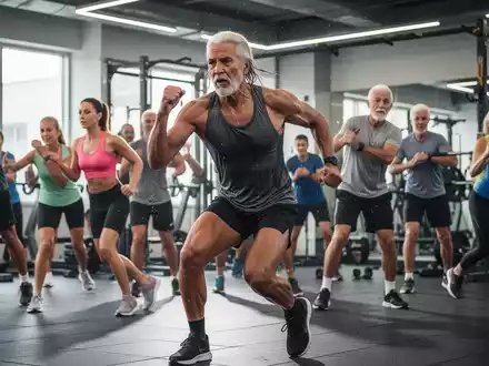 Eine Gruppe von Menschen unterschiedlichen Alters, die in einem modernen Fitnessstudio ein hochintensives Krafttraining durchführen. - Foto: über boerse-global.de