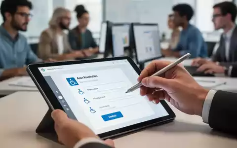 A hand using a stylus on a tablet displaying a digital form with accessibility icons, representing document accessibility. - Foto: über boerse-global.de
