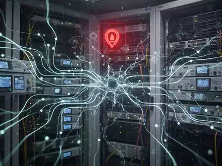 Digital illustration of industrial control systems with glowing connections, highlighting cybersecurity vulnerabilities in critical infrastructure. - Foto: über boerse-global.de