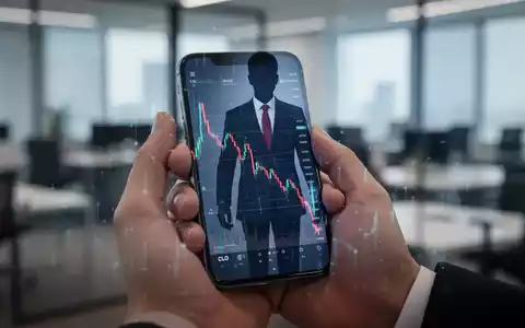 Eine Hand hält ein Smartphone mit einem fallenden Aktienkurs, im Hintergrund ein unscharfes Büro. Symbolisiert den Verkauf nach einer Rallye. - Foto: über boerse-global.de