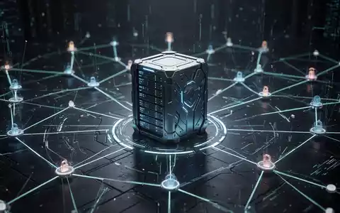 A stylized visualization of a secure, encrypted network with glowing lines and nodes converging on a central server. - Foto: über boerse-global.de