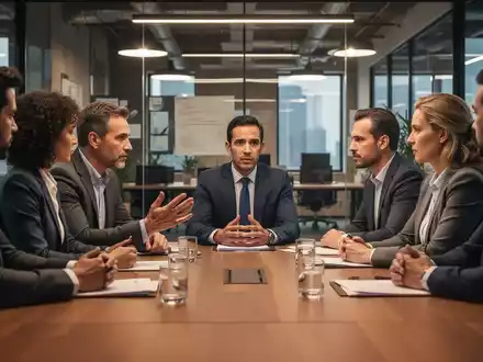 Eine Gruppe von Menschen sitzt an einem Tisch in einem modernen Konferenzraum und diskutiert, was Verhandlungen oder Betriebsratssitzungen widerspiegelt. - Foto: über boerse-global.de