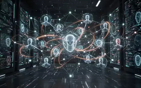 Ein abstraktes Netzwerk aus leuchtenden digitalen Identitäten und KI-Agenten in einer sicheren, datenreichen Umgebung. - Foto: über boerse-global.de