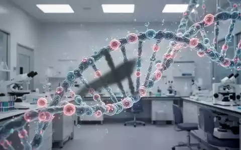 Nahaufnahme von stilisierten DNA-Strängen, die sich mit leuchtenden Zellstrukturen verflechten, mit einem subtilen Schatten. - Foto: über boerse-global.de
