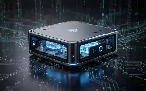 A futuristic mini-PC with glowing blue internal components, representing a high-performance AI developer platform. - Foto: über boerse-global.de