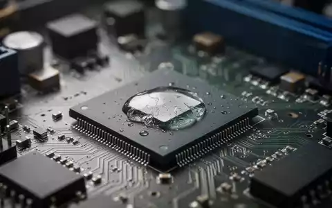 Close-up of a damaged, swollen computer CPU chip on a circuit board, highlighting hardware failure and technical issues. - Foto: über boerse-global.de