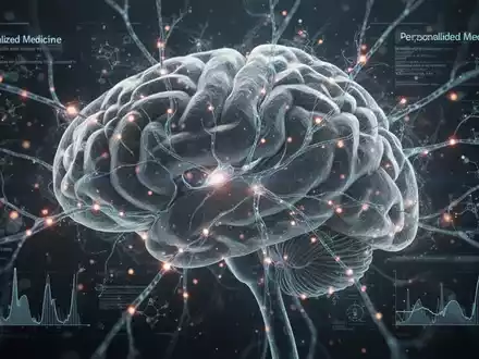 Abstrakte Darstellung von Gehirnaktivität oder neuronalen Netzwerken, mit subtilen leuchtenden Elementen, die Forschung und Hoffnung symbolisieren. - Foto: über boerse-global.de