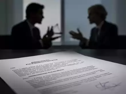 Ein verschwommenes Bild eines Anwalts und eines Mandanten, die sich unterhalten, mit einem fokussierten Rechtsdokument im Vordergrund. - Foto: über boerse-global.de