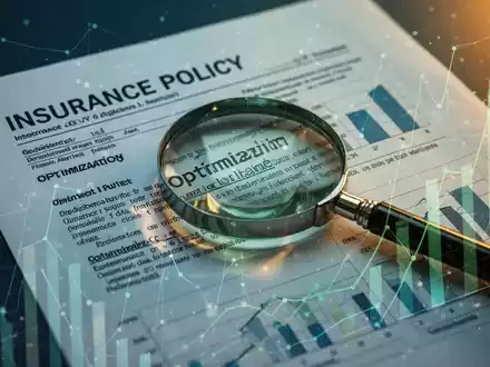 Ein stilisiertes Versicherungsdokument mit überlagerten Finanzdiagrammen, einem Vergrößerungsglas und subtilen Lichteffekten. - Foto: über boerse-global.de