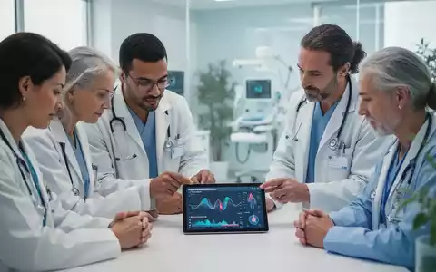 Medizinisches Team bespricht interdisziplinäre Schmerztherapie-Ansätze vor einem Bildschirm mit Daten und Cannabis-Pflanzen. - Foto: über boerse-global.de