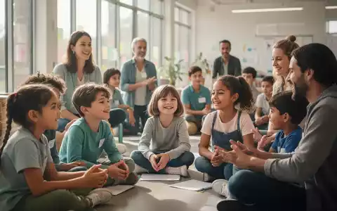 Eine Gruppe von Kindern und Erwachsenen nimmt an einem Resilienztraining teil, mit Fokus auf Achtsamkeit und Kommunikation. - Foto: über boerse-global.de